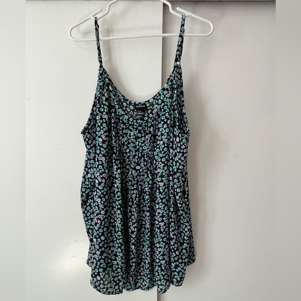 Torrid Size 4 Navy Blue Floral Ditzy Print Tank Top